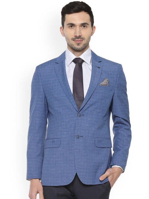 

Van Heusen Men Blue Checked Slim-Fit Single-Breasted Blazer