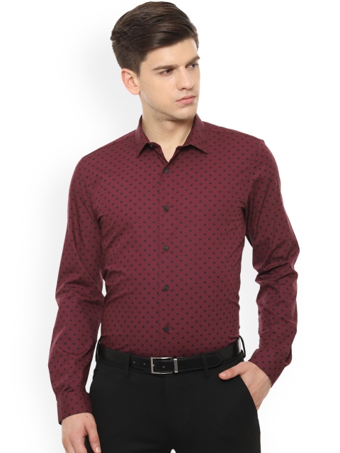 

Louis Philippe Men Maroon Slim Fit Printed Formal Shirt