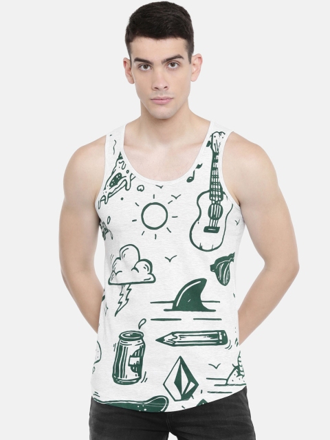 

IMYOUNG Men White Printed Scoop Neck T-shirt