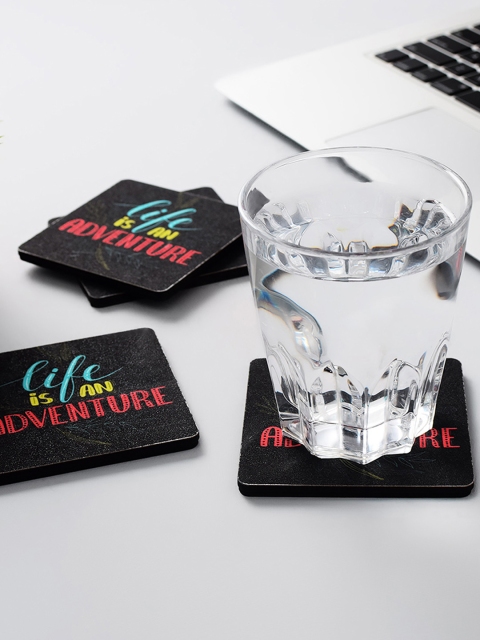 

Archies Set of 4 Black Printed MDF Coasters