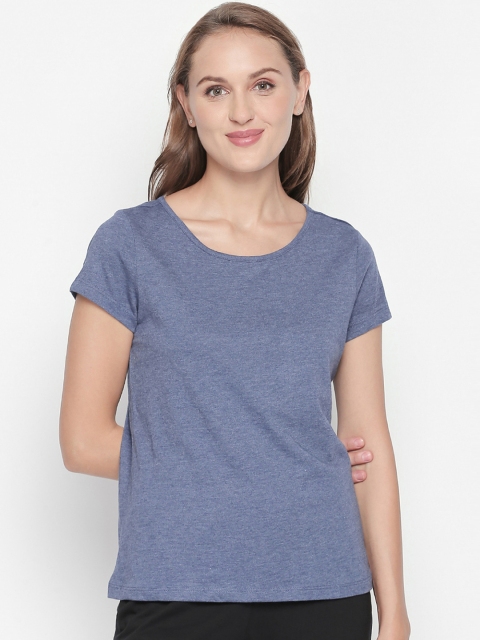 

Dreamz by Pantaloons Women Blue Solid Round Neck Lounge T-shirt