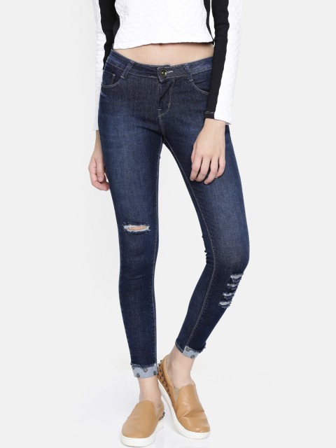 

ZHEIA Women Blue Skinny Fit Mid-Rise Mildly Distressed Stretchable Jeans