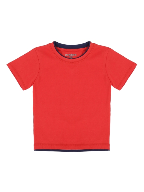 

Pantaloons Baby Boys Red Solid Round Neck Pure Cotton T-shirt