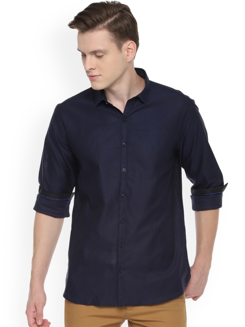 

Van Heusen Men Navy Blue Slim Fit Solid Casual Shirt