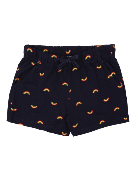 

Pantaloons Junior Girls Navy Blue Printed Regular Fit Hot Pants