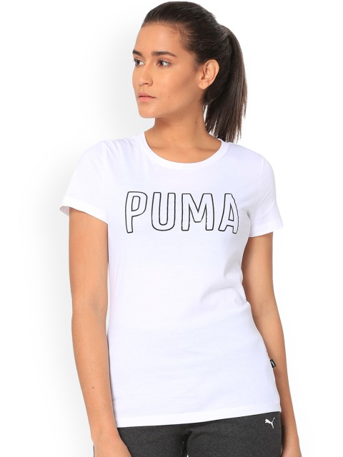 

Puma Women White FUSION Elongated Printed Round Neck T-shirt