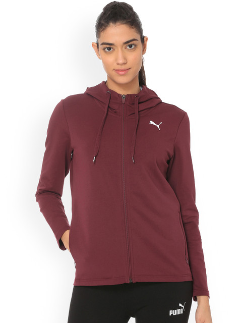 

Puma Women Maroon MODERN SPORT FZ Logo Hoody Fig Solid Jacket