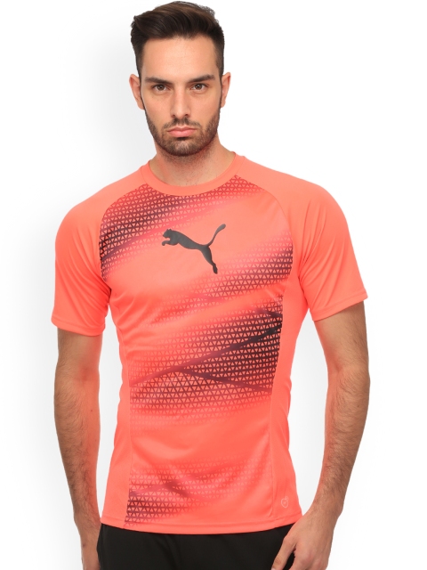 

Puma Men Blue & Orange ESS Striped Jersey Polo Printed Round Neck T-shirt