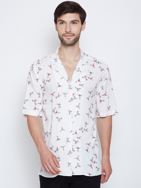 

Oxolloxo Men White Regular Fit Printed Casual Shirt