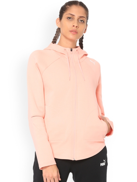 

Puma Women Peach-Coloured Evostripe Move Hooded Solid Jacket