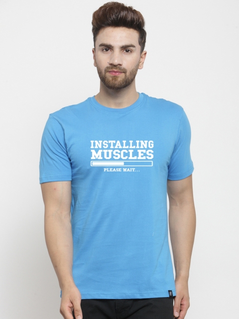 

Friskers Men Blue Printed Round Neck T-shirt