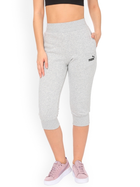 

Puma Women Grey Melange Solid Straight-Fit Trackpants ESS TR Light Gray Heat