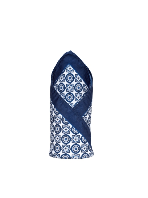 

Alvaro Castagnino White & Blue Printed Pocket Square