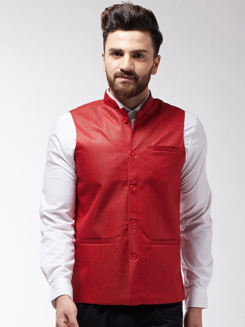 

Sojanya Men Maroon Jute Cotton Nehru Jacket