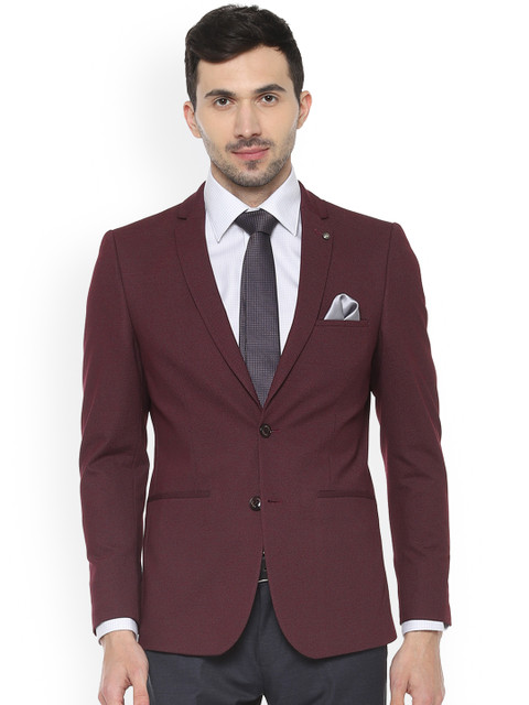 

Allen Solly Men Maroon Solid Super Slim-Fit Single-Breasted Blazer