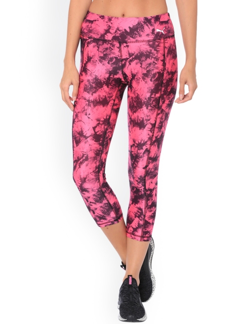 

Puma Women Pink Solid Skinny-Fit Tights Stand Out 3 4 Tight fuchsia purple-puma