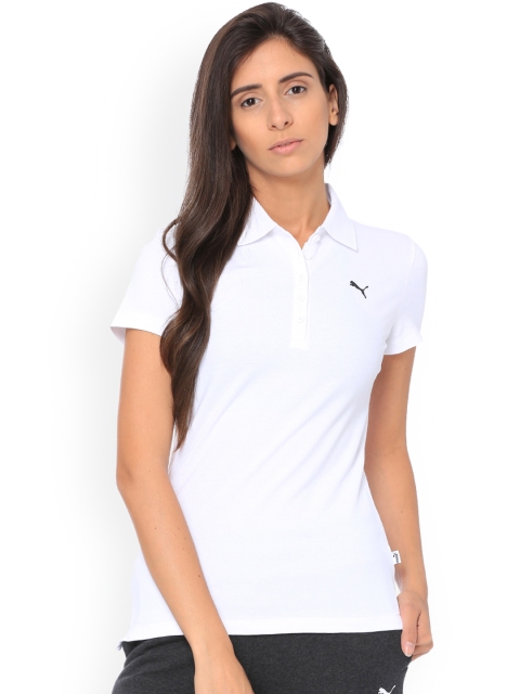 

Puma Women White Solid ESS Polo Collar T-shirt