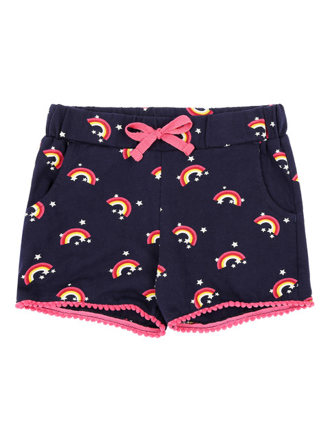 

Pantaloons Junior Girls Navy Blue Printed Regular Fit Hot Pants