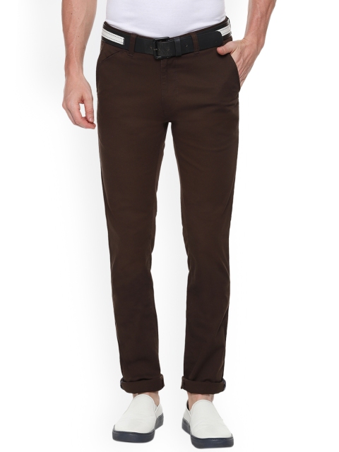 

V Dot Men Brown Slim Fit Solid Regular Trousers