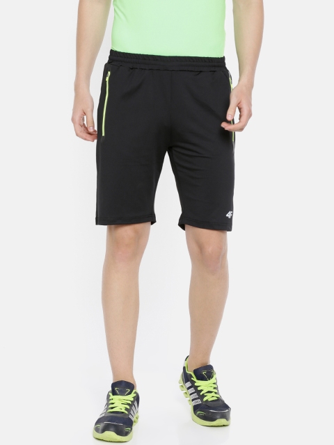 

4F Men Black Solid Regular Fit Sports Shorts