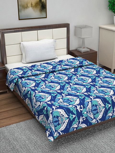 

Divine Casa Blue & White Abstract AC Room 110 GSM Single Bed Dohar