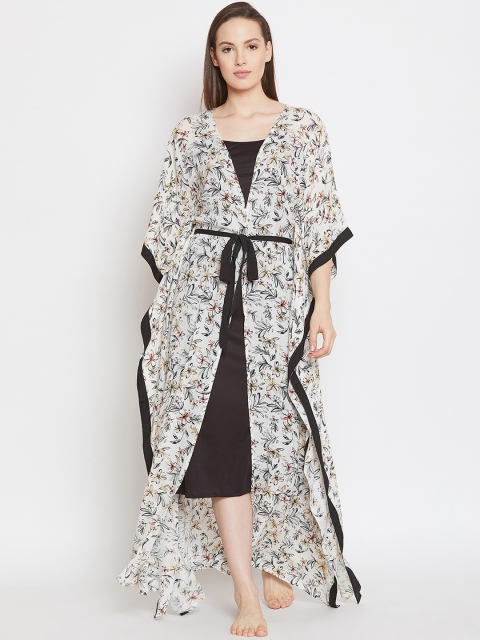 

The Kaftan Company Black & White Solid Nightdress