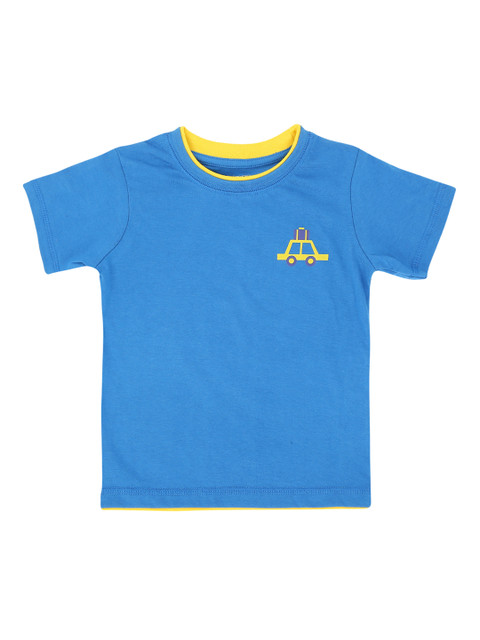 

Pantaloons Baby Boys Blue Solid Round Neck Pure Cotton T-shirt