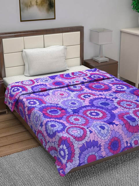 

Divine Casa Purple & Pink Floral AC Room 110 GSM Single Bed Dohar