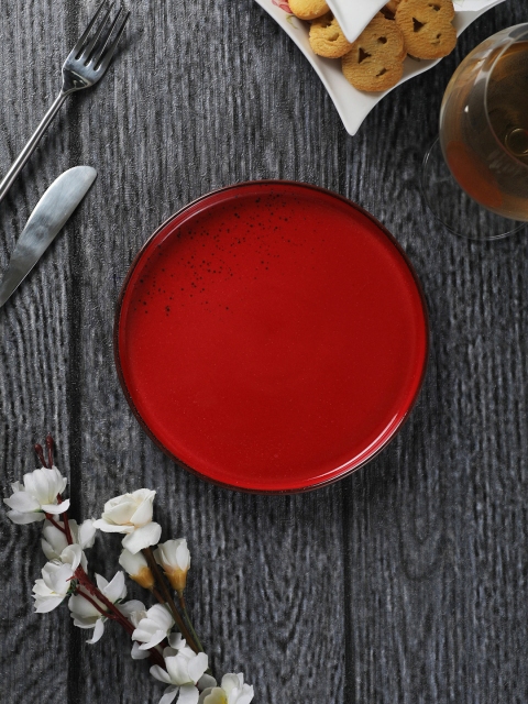 

Devnow Red Printed Ceramic Soup Bowl
