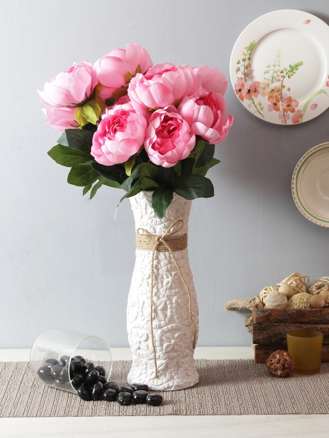 

Fourwalls Set of 2 Pink & Green Artificial Peony Flower Bunches