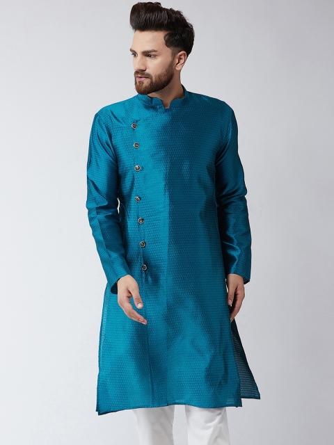 

SOJANYA Men Blue Woven Design Straight Kurta