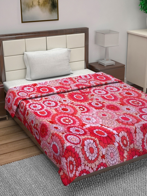 

Divine Casa Pink & Beige Floral AC Room 110 GSM Single Bed Dohar