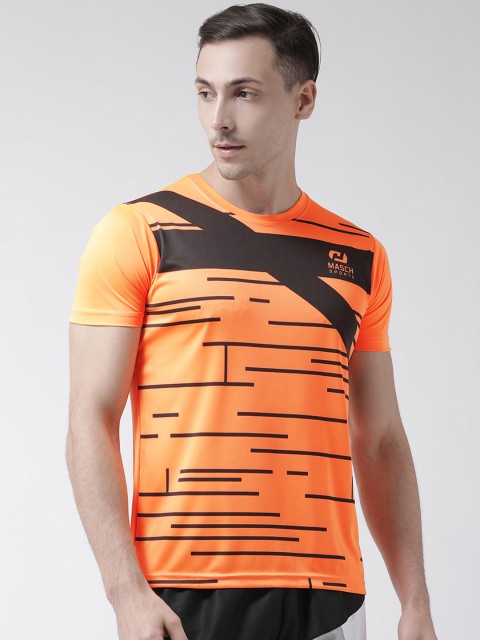 

Masch Sports Men Orange Printed Round Neck T-shirt