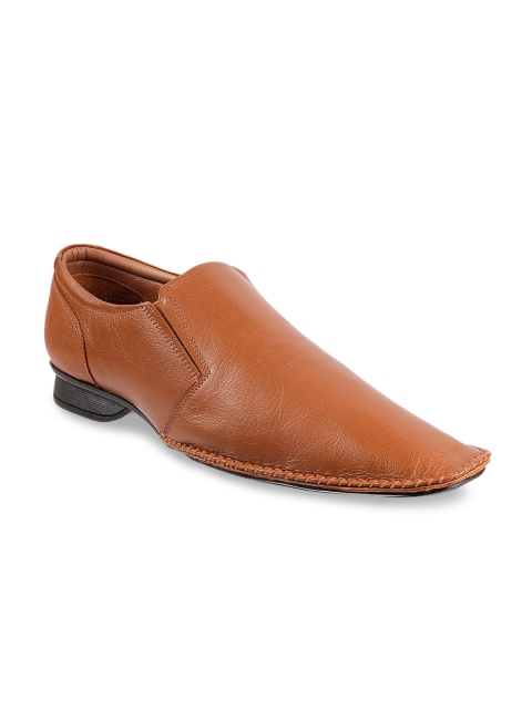 

Metro Men Tan brown Leather Formal Slip-On Shoes