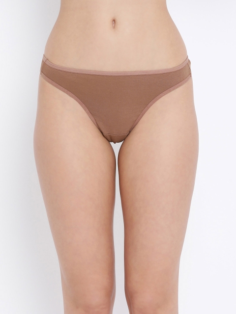 

Clovia Women Brown Solid Low Waist Thongs PN1155A24XL