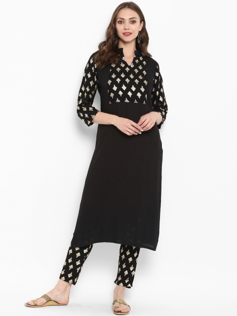 

ZIYAA Women Black Yoke Design Kurta with Trousers