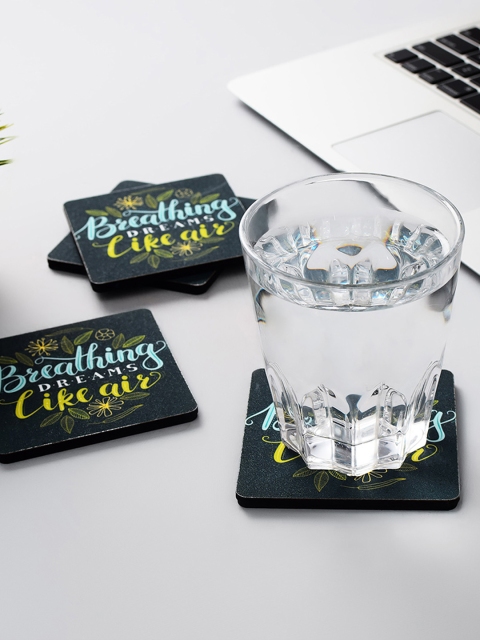

Archies Set of 4 Multicoloured Printed MDF Coasters, Grey