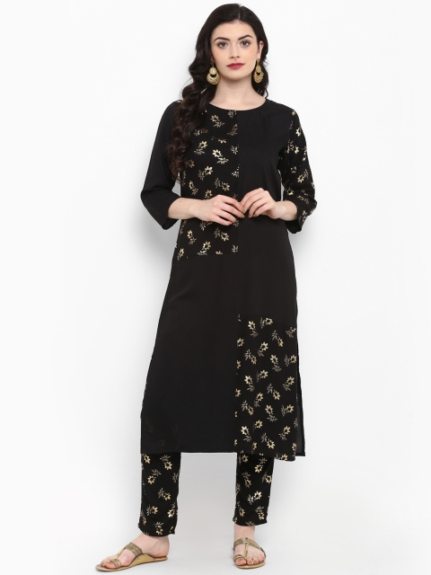 

ZIYAA Women Black Printed Kurta with Trousers