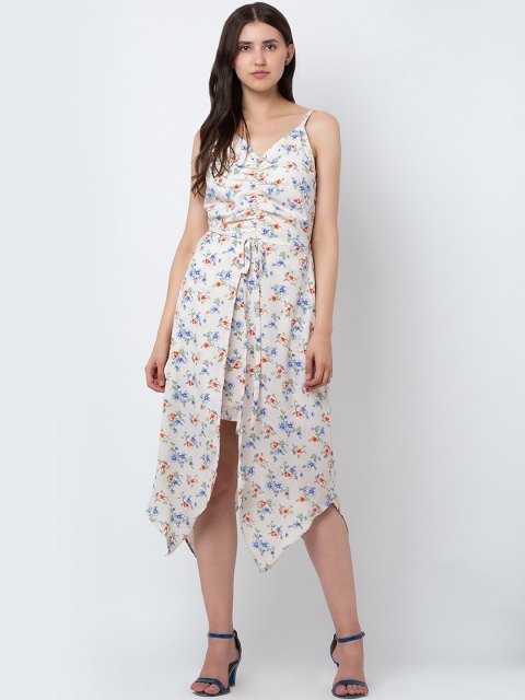 

DODO & MOA Women Off-White Floral Printed A-Line Dress