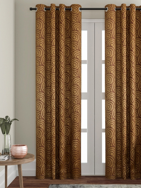 

VRINDA Gold-Toned Set of Single Door Curtains
