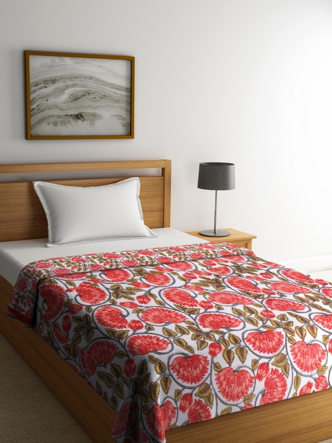 

Rajasthan Decor Red & White Floral AC Room 120 GSM Single Bed Dohar