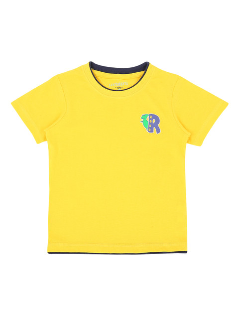 

Pantaloons Baby Boys Yellow Solid Round Neck Pure Cotton T-shirt