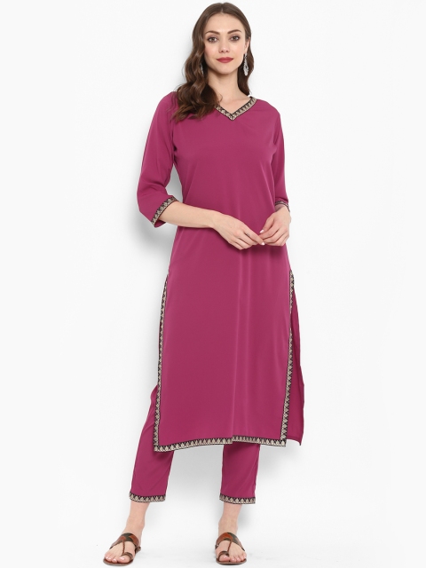 

ZIYAA Women Pink Solid Kurta with Trousers