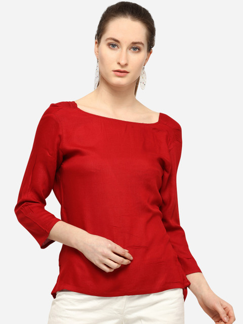 

Smarty Pants Women Red Solid Styled Back Top