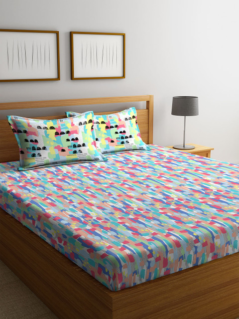 

Portico New York Pink Floral 144 TC Cotton 1 Queen Bedsheet with 2 Pillow Covers