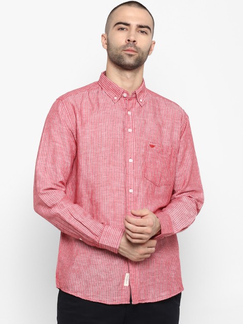 

Red Tape Men Red Regular Fit Striped Casual Shirt