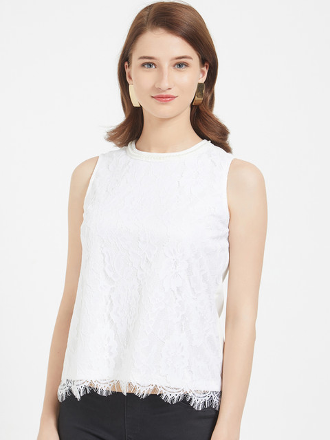 

109F Women White Self Design Top