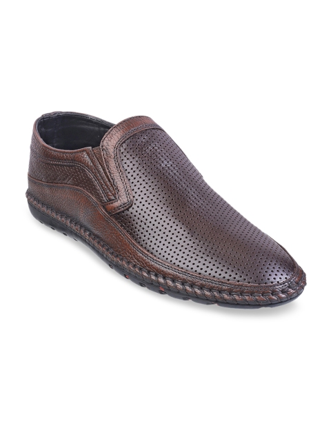 

Metro Men Brown Leather Formal Slip-Ons