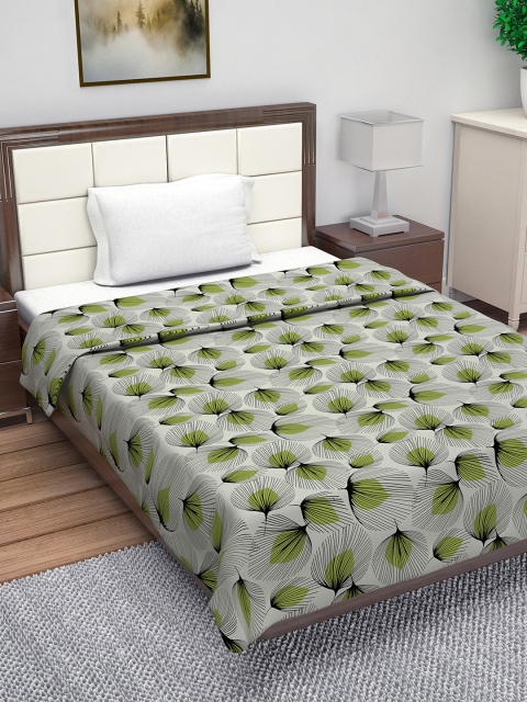 

Divine Casa Green & Black Floral AC Room 110 GSM Single Bed Dohar