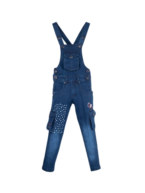 

FirstClap Kids Blue Solid Slim-Fit Denim Dungarees